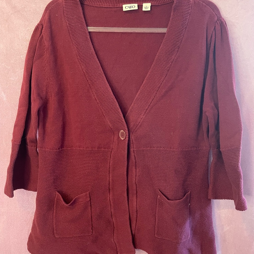 Cato Women's Deep Red Cardigan Sweater